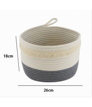 Cestino Porta Biancheria Oggetti Corda Intrecciata Cesto Organizer 26x18cm 10655         