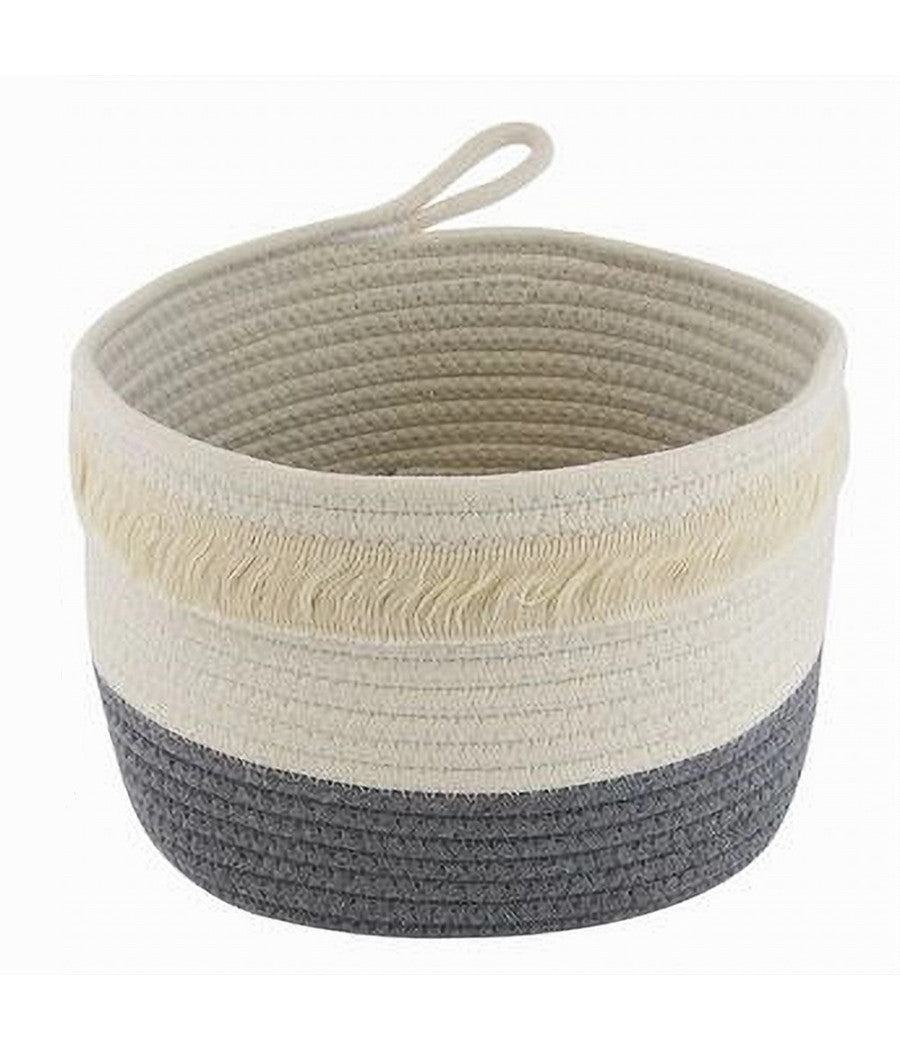 Cestino Porta Biancheria Oggetti Corda Intrecciata Cesto Organizer 26x18cm 10655         