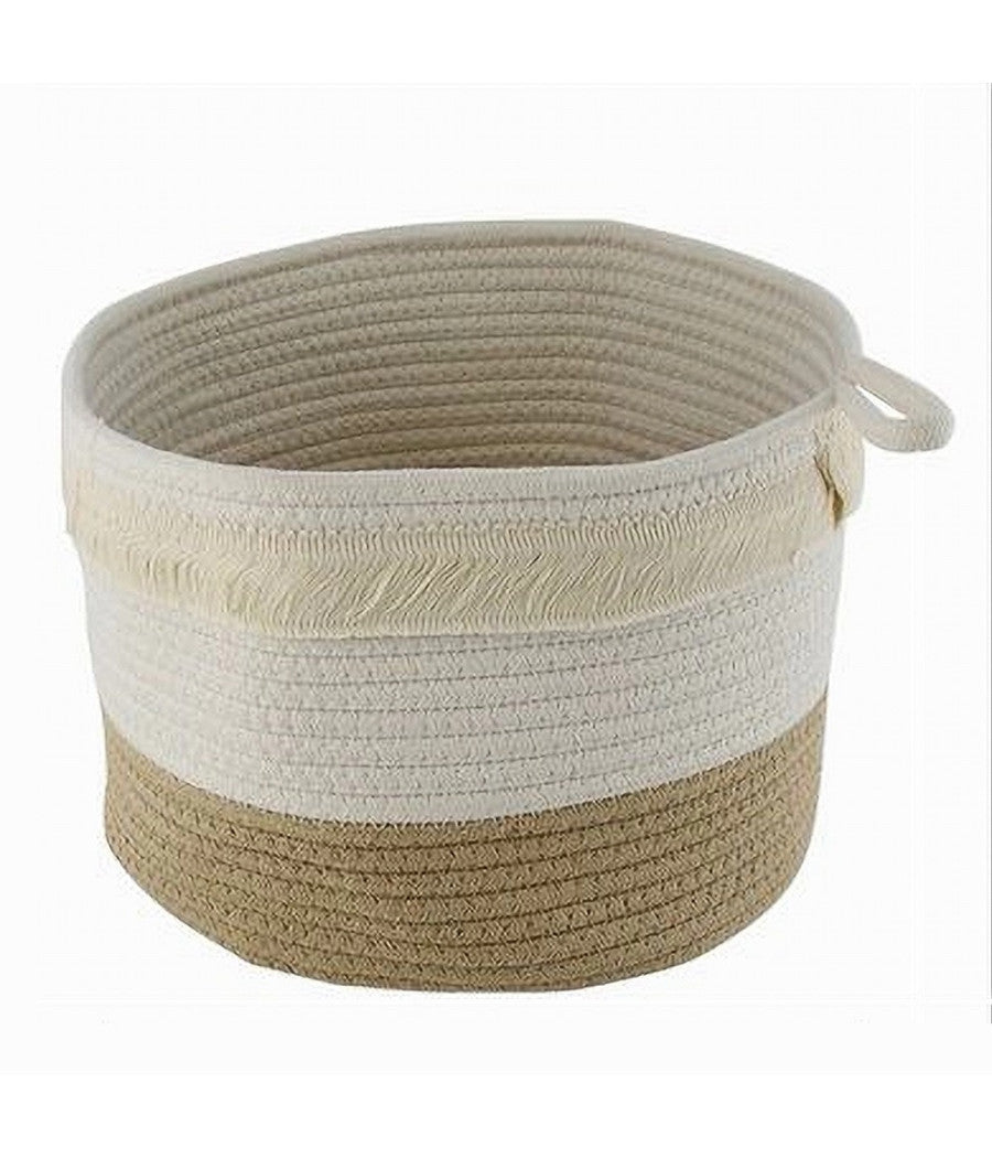 Cestino Porta Biancheria Oggetti Corda Intrecciata Cesto Organizer 30x20cm 10653         
