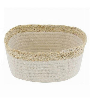 Cestino Porta Biancheria Oggetti In Vimini Intrecciato Bicolore 20x15x11cm 10674         