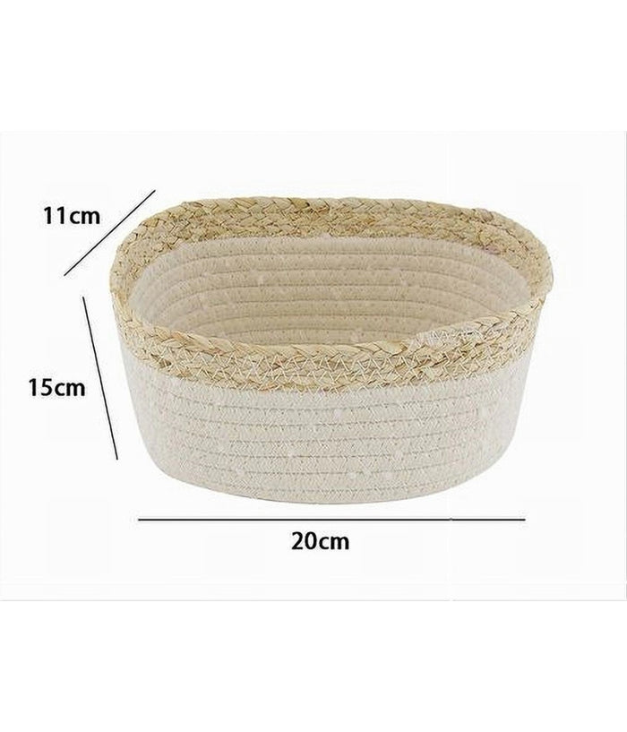 Cestino Porta Biancheria Oggetti In Vimini Intrecciato Bicolore 20x15x11cm 10674         