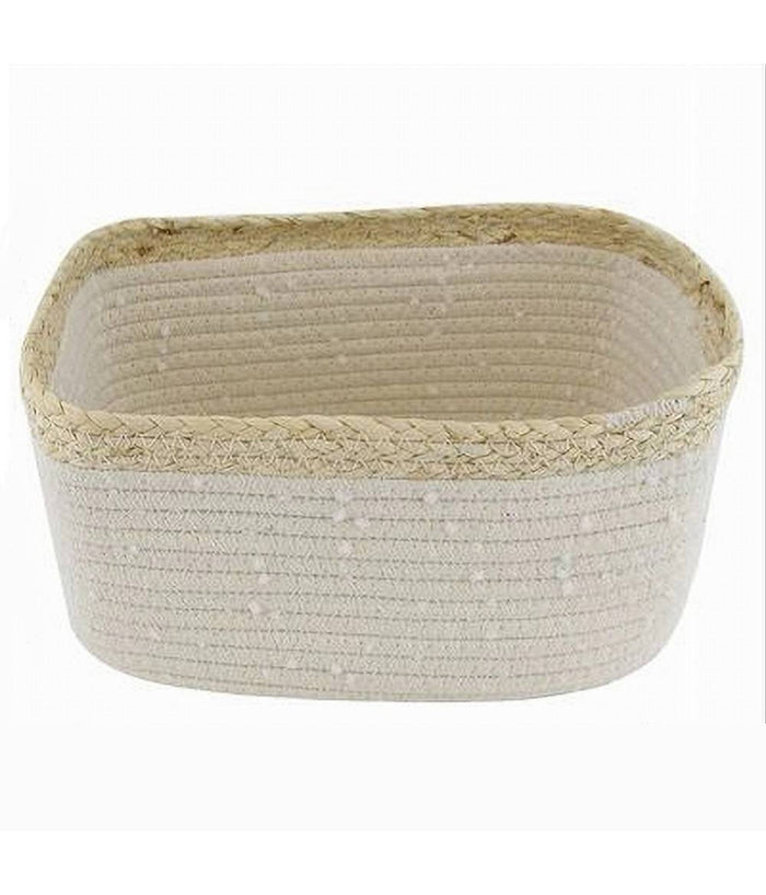 Cestino Porta Biancheria Oggetti In Vimini Intrecciato Bicolore 30x22x14cm 10676         