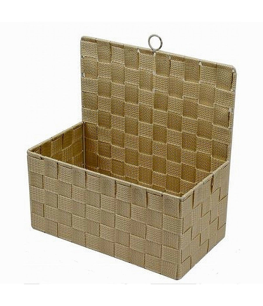 Cestino Porta Oggetti Cesto In Tessuto Beige Organizer Multiuso Per Casa 79093         