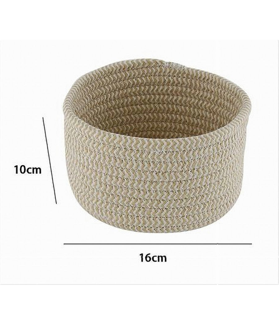 Cestino Porta Oggetti Cesto In Tessuto Intrecciato Rotondo Casa 16 X 10 Cm 10640         