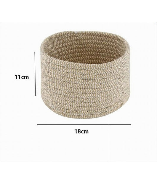 Cestino Porta Oggetti Cesto In Tessuto Intrecciato Rotondo Casa 18 X 11 Cm 10641         