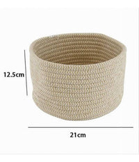 Cestino Porta Oggetti Cesto In Tessuto Intrecciato Rotondo Casa 21x12.5 Cm 10642         