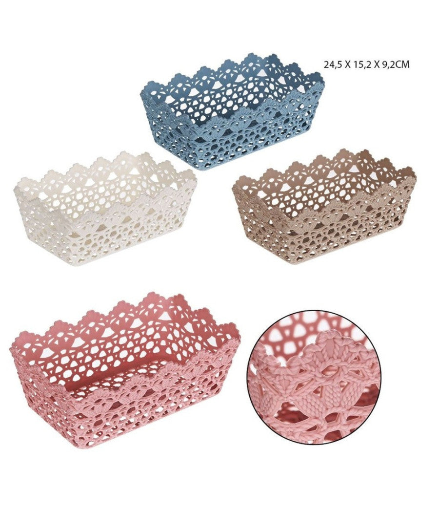 Cestino Porta Oggetti Cesto Plastica Rettangolare 24.5x15.2x9.2cm Multiuso 79471         