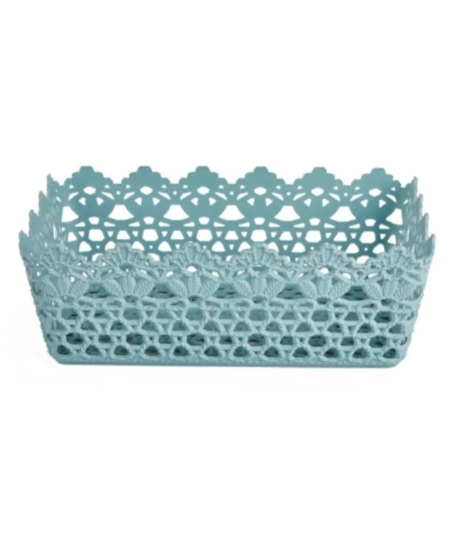 Cestino Porta Oggetti Cesto Plastica Rettangolare 24.5x15.2x9.2cm Multiuso 79471         