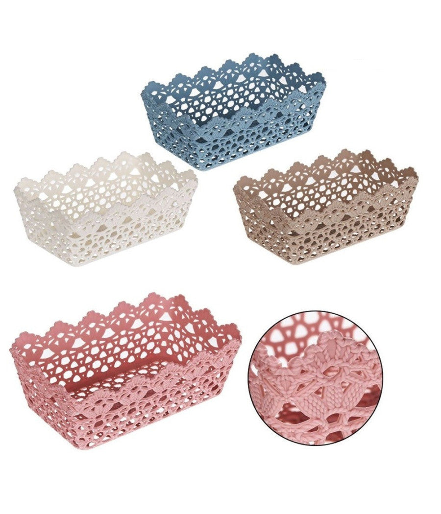 Cestino Porta Oggetti Cesto Plastica Rettangolare 24.5x15.2x9.2cm Multiuso 79471         