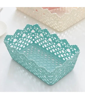 Cestino Porta Oggetti Cesto Plastica Rettangolare 24.5x15.2x9.2cm Multiuso 79471         