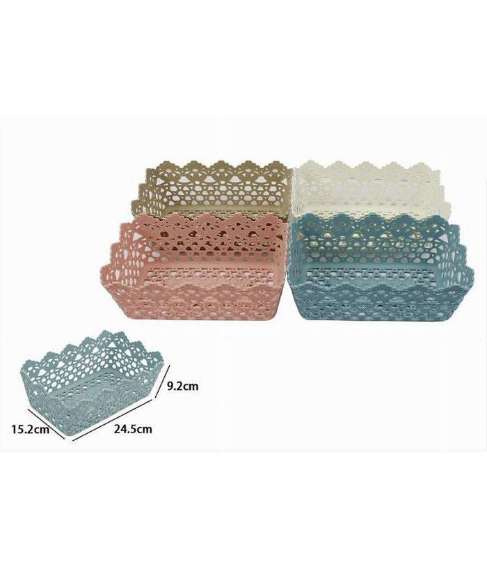 Cestino Porta Oggetti Cesto Plastica Rettangolare 24.5x15.2x9.2cm Multiuso 79471         