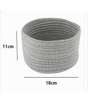 Cestino Porta Oggetti Cesto Tessuto Intrecciato Grigio Tondo Casa 18x11 Cm 10644         