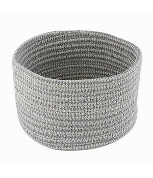 Cestino Porta Oggetti Cesto Tessuto Intrecciato Grigio Tondo Casa 18x11 Cm 10644         