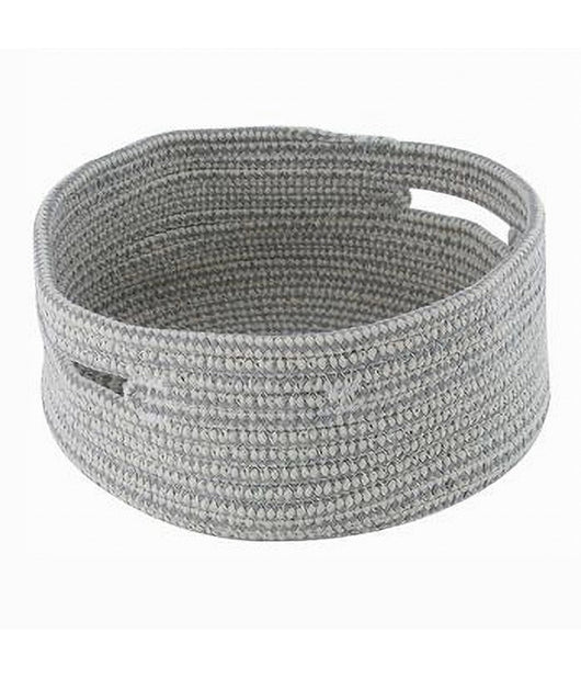 Cestino Porta Oggetti Con Manici Cesto Tessuto Intrecciato Rotondo 24x11cm 10638         