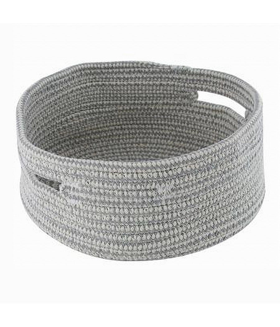 Cestino Porta Oggetti Con Manici Cesto Tessuto Intrecciato Rotondo 24x11cm 10638         