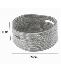 Cestino Porta Oggetti Con Manici Cesto Tessuto Intrecciato Rotondo 24x11cm 10638         