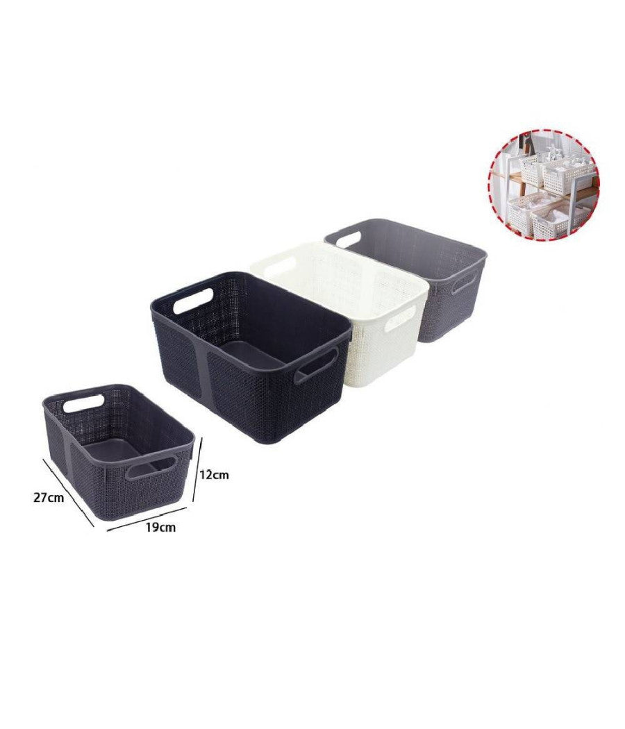 Cestino Porta Oggetti Organizer Rettangolare Cesto Porta Tutto Bagno Casa 79464         