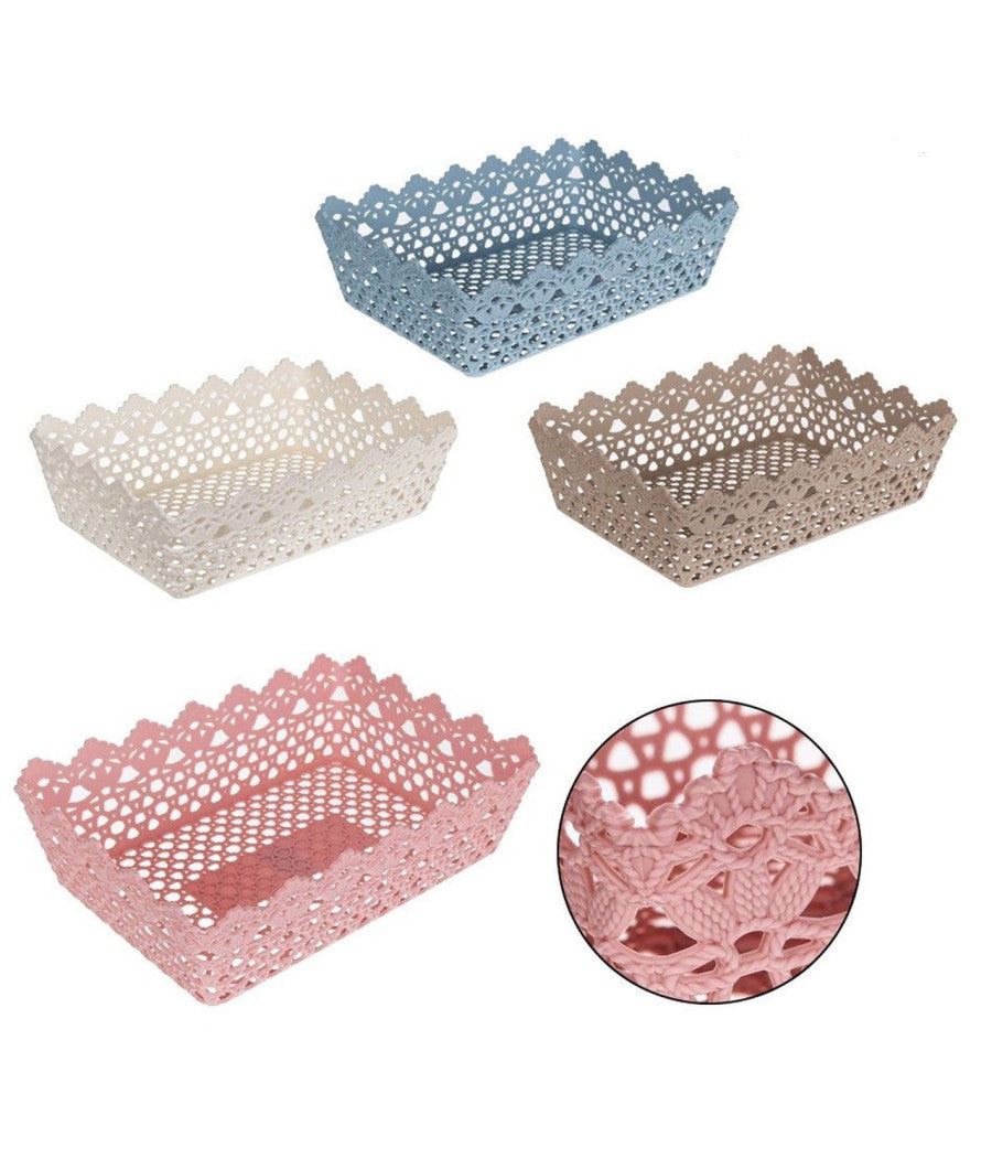 Cestino Porta Tutto Oggetti Plastica Rettangolare 29.8x19.8x9.6cm Multiuso 79472         