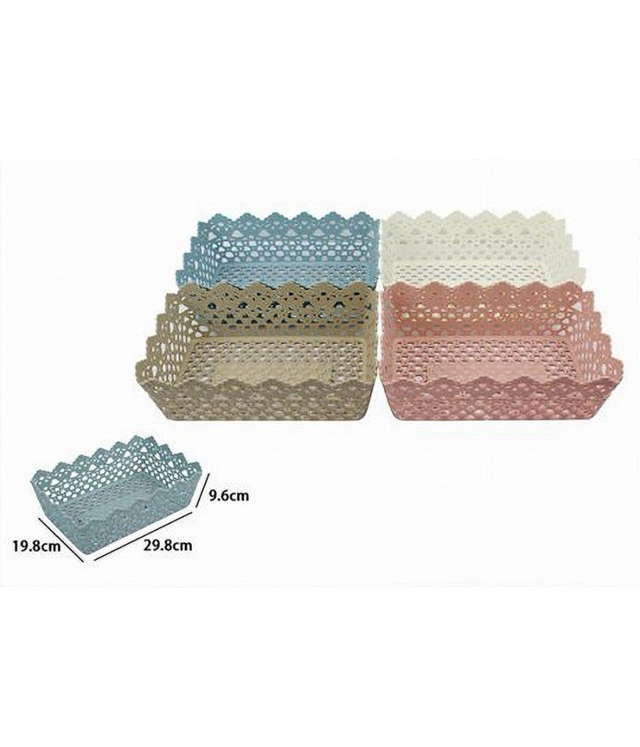 Cestino Porta Tutto Oggetti Plastica Rettangolare 29.8x19.8x9.6cm Multiuso 79472         