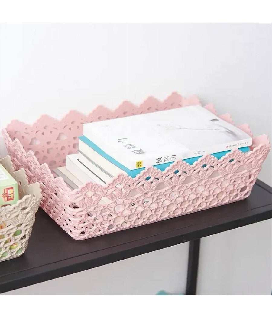 Cestino Porta Tutto Oggetti Plastica Rettangolare 29.8x19.8x9.6cm Multiuso 79472         