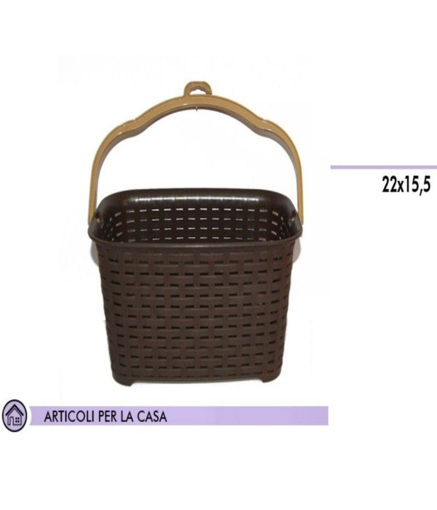 Cestino Portamollette Cesto Porta Mollette Effetto Rattan In Plastica Colorato         