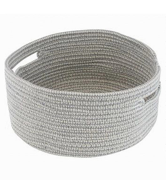 Cestino Portaoggetti Cesto Con Manici In Tessuto Intrecciato Tondo 29x13cm 10639         