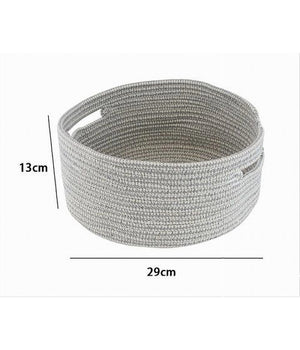Cestino Portaoggetti Cesto Con Manici In Tessuto Intrecciato Tondo 29x13cm 10639         
