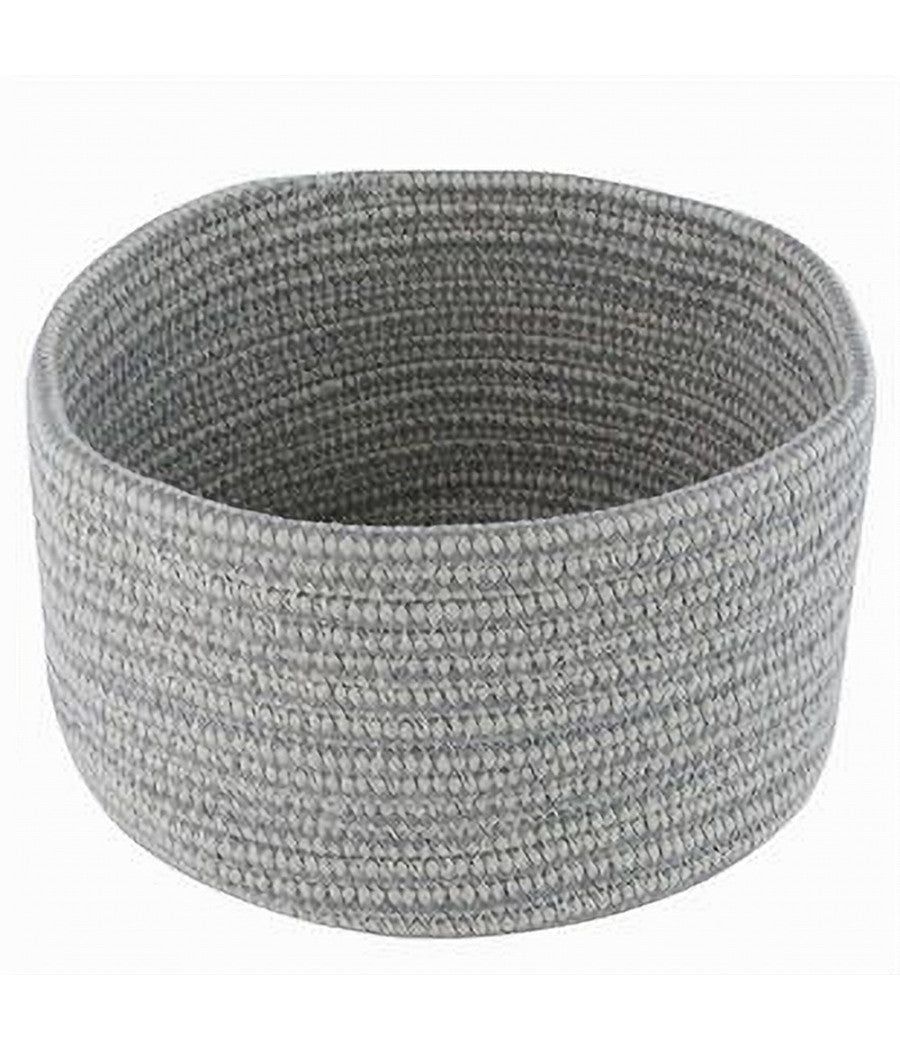 Cestino Portaoggetti Cesto Tessuto Intrecciato Grigio Tondo Casa 21x12.5cm 10645         