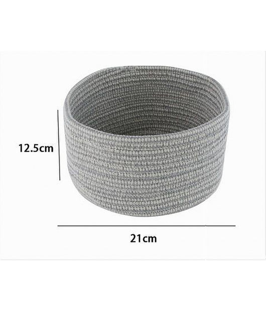 Cestino Portaoggetti Cesto Tessuto Intrecciato Grigio Tondo Casa 21x12.5cm 10645         