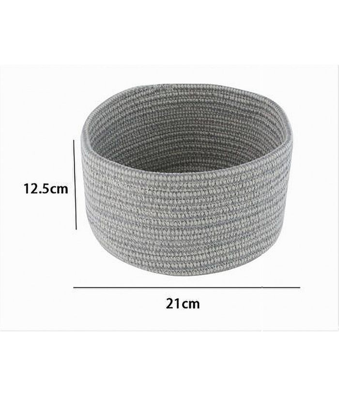 Cestino Portaoggetti Cesto Tessuto Intrecciato Grigio Tondo Casa 21x12.5cm 10645         