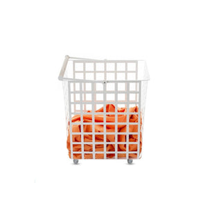 Cestino portaoggetti decorativo in metallo, con ruote e manico in legno, misura grande, ZESTA