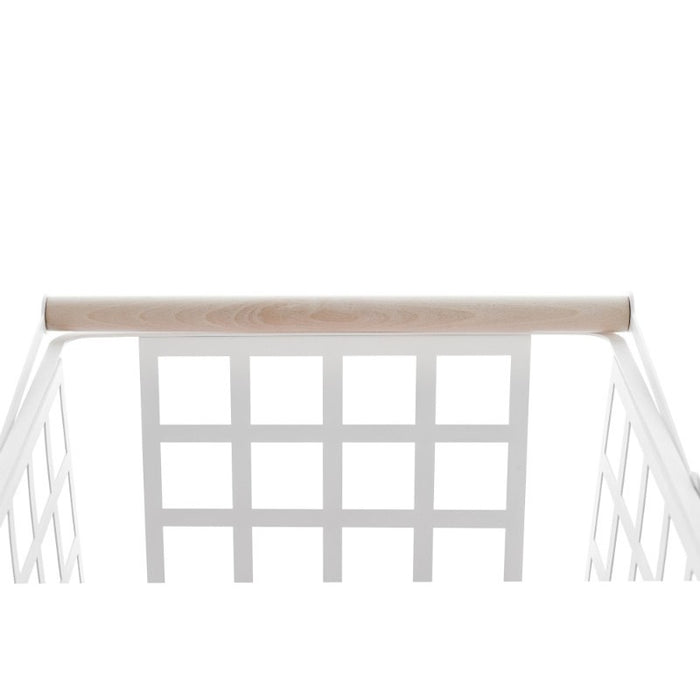 Cestino portaoggetti decorativo in metallo, con ruote e manico in legno, misura grande, ZESTA