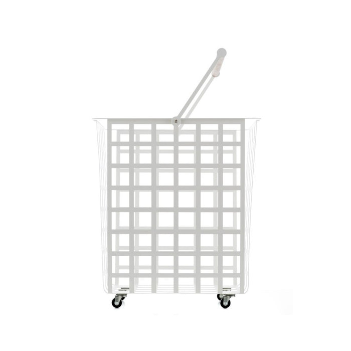 Cestino portaoggetti decorativo in metallo, con ruote e manico in legno, misura grande, ZESTA