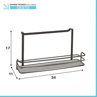 Cestino portaoggetti in acciaio nero per anta mobile o parete doccia