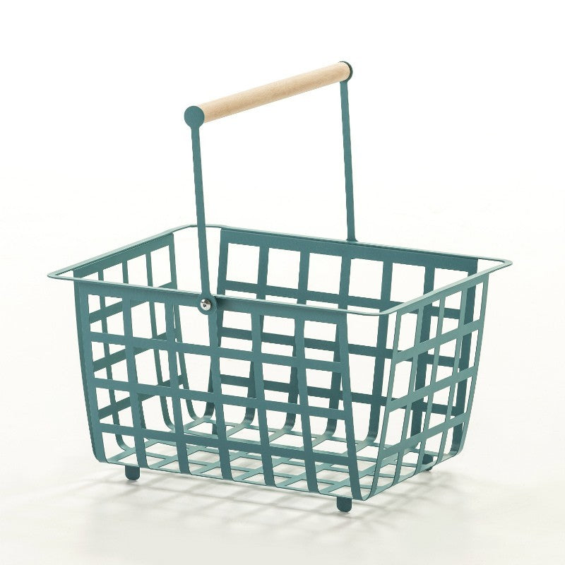 Cestino Portaoggetti in metallo con maniglia per organizzare e abbellire, Semi-grandi, ZESTA