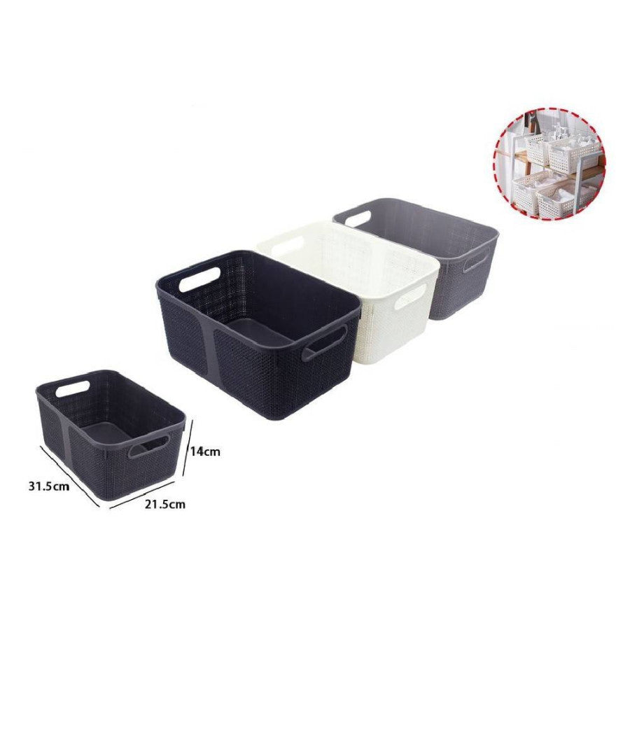 Cestino Portaoggetti Organizer Rettangolare Cesto Portatutto Bagno Casa 79465         