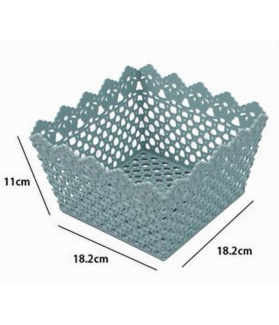 Cestino Portatutto Oggetti Cesto Multiuso Plastica Quadrato 18.2x18.2x11cm 79474         