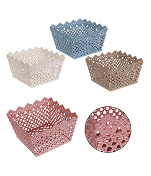 Cestino Portatutto Oggetti Cesto Multiuso Plastica Quadrato 18.2x18.2x11cm 79474         