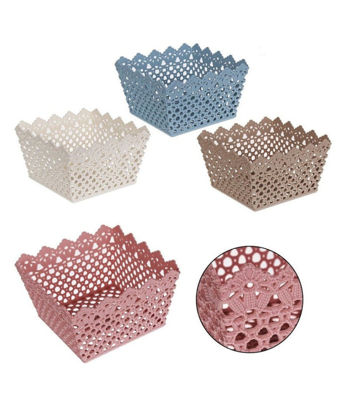 Cestino Portatutto Oggetti Cesto Multiuso Plastica Quadrato 18.2x18.2x11cm 79474         