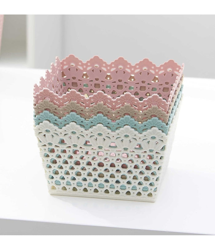 Cestino Quadrato Porta Tutto Oggetti Multiuso In Plastica 21.5x21.5x13 Cm 79475         