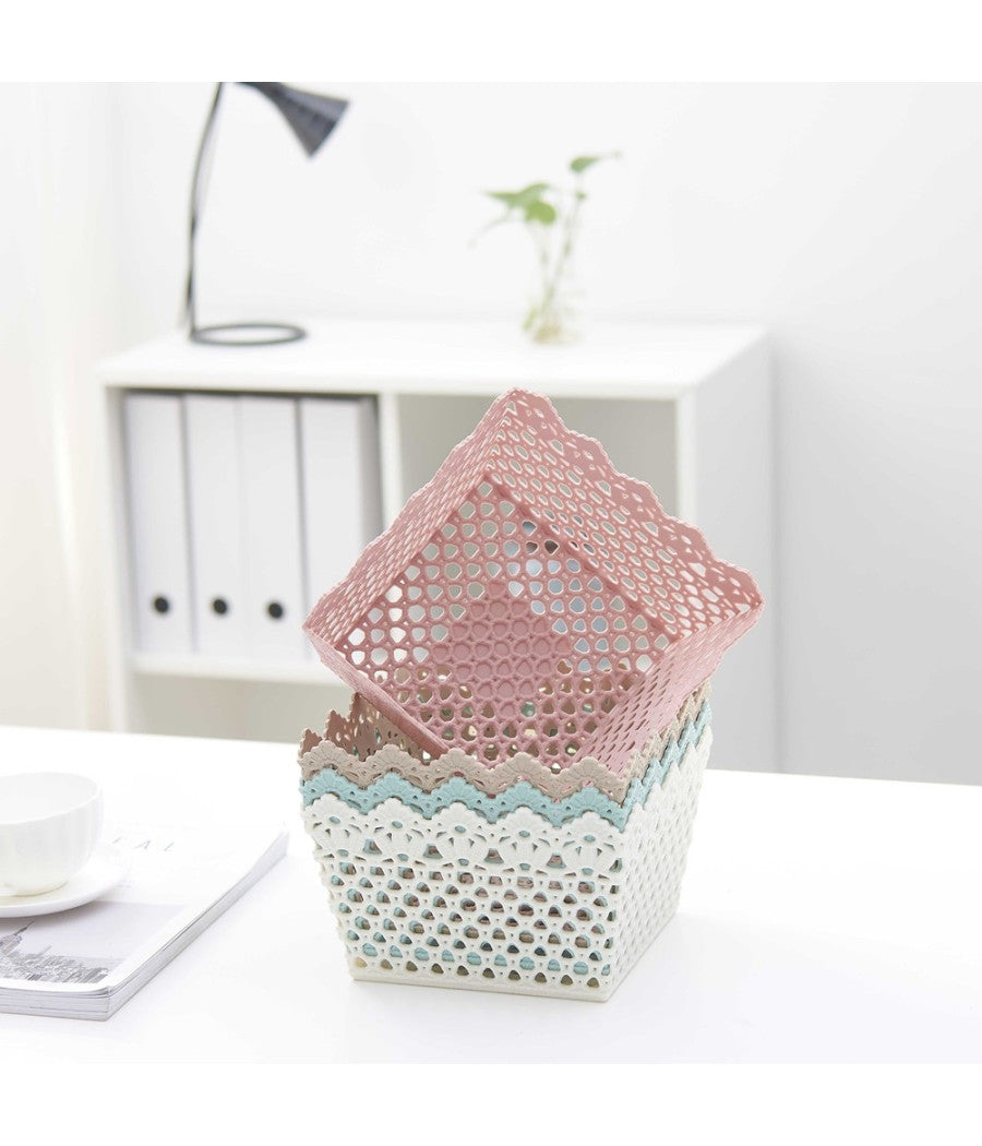 Cestino Quadrato Porta Tutto Oggetti Multiuso In Plastica 21.5x21.5x13 Cm 79475         