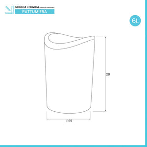 Pattumiera bagno in polipropilene tortora 6 Lt con coperchio basculante