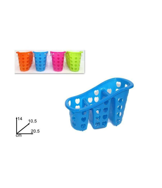 Cestino Scolaposate Scola Portaposate 3 Scomparti Cucina Plastica Colorato Cuori         