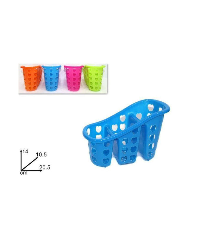 Cestino Scolaposate Scola Portaposate 3 Scomparti Cucina Plastica Colorato Cuori         