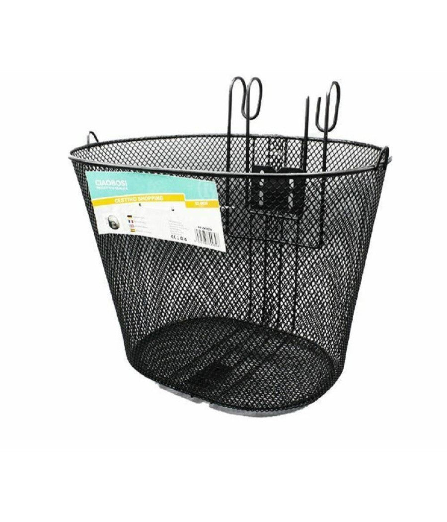 Cestino Shopping Portapacchi Anteriore Manubrio Per Bicicletta Bici Nero Zx-9930         