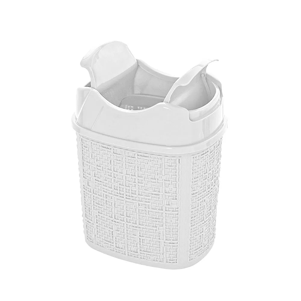 Cestino spazzatura in plastica bianca con doppio coperchio basculante 5 lt