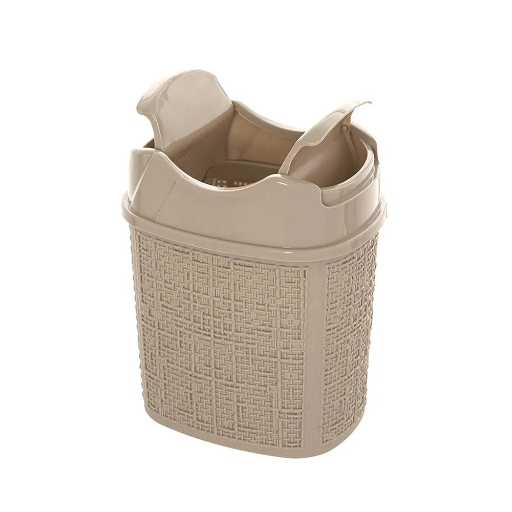 Cestino spazzatura in plastica tortora con doppio coperchio basculante 5 lt