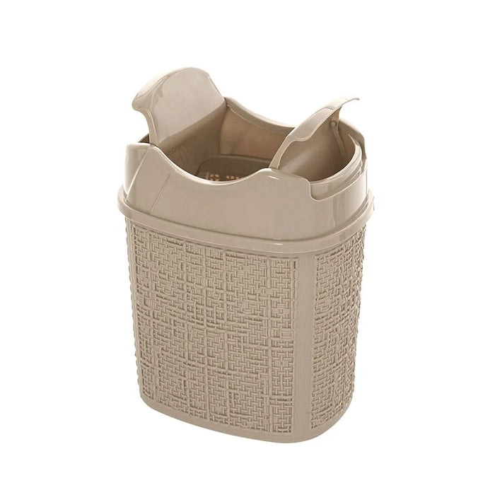 Cestino spazzatura in plastica tortora con doppio coperchio basculante 5 lt