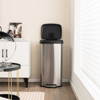 Cestino dell'immondizia in acciaio inox con coperchio con chiusura automatica, Bidone della spazzatura 68L Argento-Organizzazione della cucina