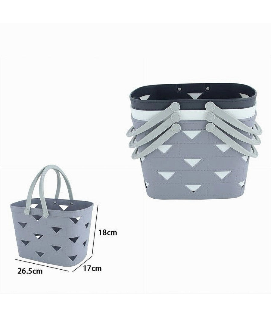 Cesto Cestino Portatutto Oggetti Con Manici 26.5x18x17cm Multiuso Assortiti 10722         